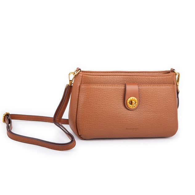 Nas Bag Mini Kadın Çapraz ve Omuz Çanta  (22x14 cm) Taba