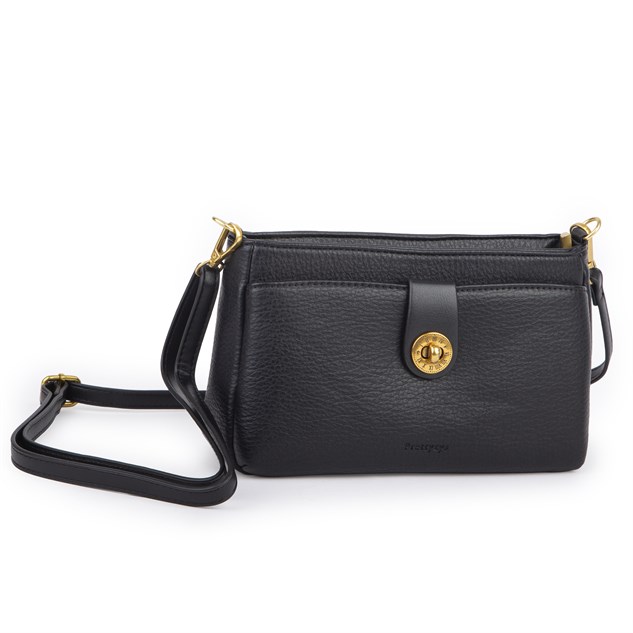 Nas Bag Mini Kadın Çapraz ve Omuz Çanta  (22x14 cm) Siyah