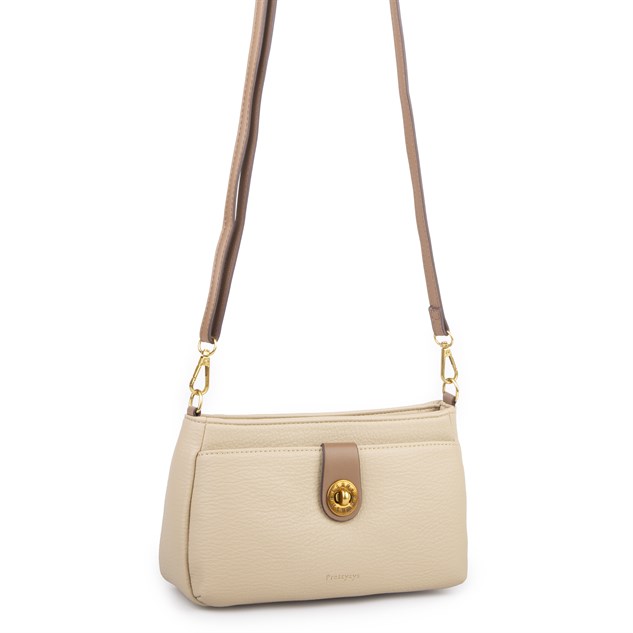Nas Bag Mini Kadın Çapraz ve Omuz Çanta  (22x14 cm) Kum