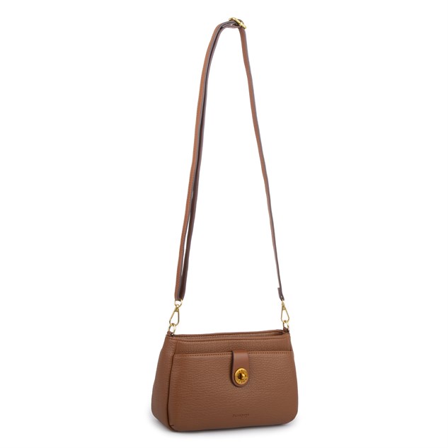 Nas Bag Mini Kadın Çapraz ve Omuz Çanta  (22x14 cm) Taba