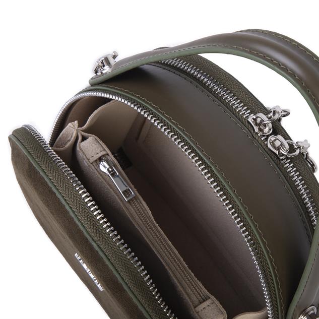 Nas Bag Mini Kadın El ve Çapraz Çanta (17x17 cm) Haki Süet
