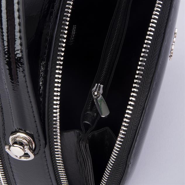 Nas Bag Mini Kadın El ve Çapraz Çanta Siyah Krşk Rugan   (17x17 cm)