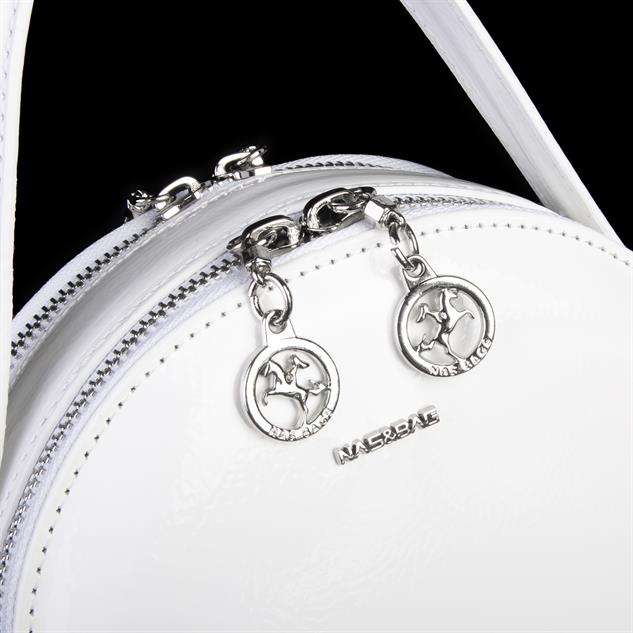 Nas Bag Mini Kadın El ve Çapraz Çanta Beyaz Krşk Rugan (17x17 cm)