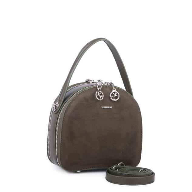Nas Bag Mini Kadın El ve Çapraz Çanta (17x17 cm) Haki Süet