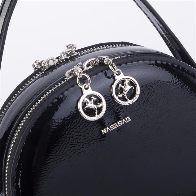 Nas Bag Mini Kadın El ve Çapraz Çanta Siyah Krşk Rugan   (17x17 cm)