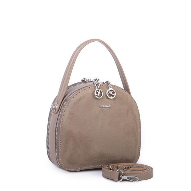 Nas Bag Mini Kadın El ve Çapraz Çanta (17x17 cm) Vizon  Süet