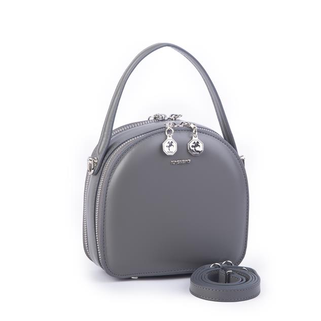 Nas Bag Mini Kadın El ve Çapraz Çanta Gri  Zra (17x17 cm)