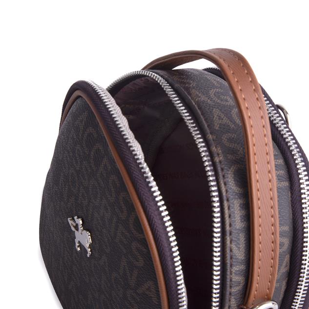 Nas Bag Mini  Kadın Sırt ,El  ve Omuz Çantası Dönüştürülebilir Tasarım Kahve Taba Yazılı   (en:17cm ;boy :22cm) 