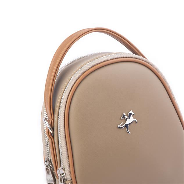 Nas Bag Mini  Kadın Sırt ,El  ve Omuz Çantası Dönüştürülebilir Tasarım Vizon Luna (en:17cm ;boy :22cm) 