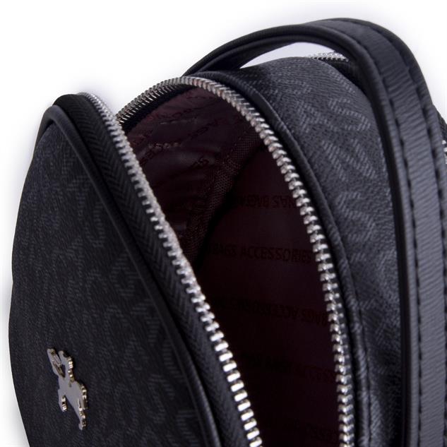 Nas Bag Mini  Kadın Sırt ,El  ve Omuz Çantası Dönüştürülebilir Tasarım Siyah Yazılı  (en:17cm ;boy :22cm) 