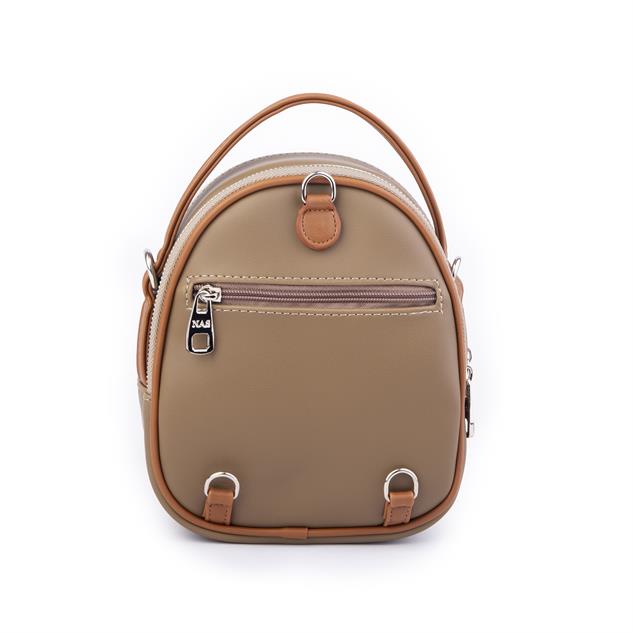 Nas Bag Mini  Kadın Sırt ,El  ve Omuz Çantası Dönüştürülebilir Tasarım Vizon Luna (en:17cm ;boy :22cm) 
