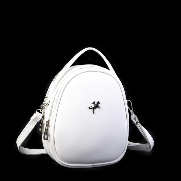 Nas Bag Mini  Kadın Sırt ,El  ve Omuz Çantası Dönüştürülebilir Tasarım Beyaz Luna (en:17cm ;boy :22cm) 