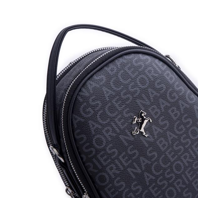 Nas Bag Mini  Kadın Sırt ,El  ve Omuz Çantası Dönüştürülebilir Tasarım Siyah Yazılı  (en:17cm ;boy :22cm) 