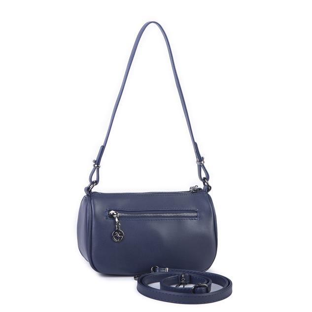 Nas Bag Mini Kadın Taşlı Zımbalı Omuz ve Çapraz Baget Çanta Lacivert Dona