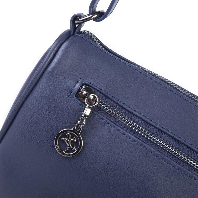 Nas Bag Mini Kadın Taşlı Zımbalı Omuz ve Çapraz Baget Çanta Lacivert Dona