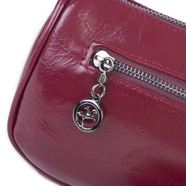 Nas Bag Mini Kadın Taşlı Zımbalı Omuz ve Çapraz Baget Çanta Bordo Yankı