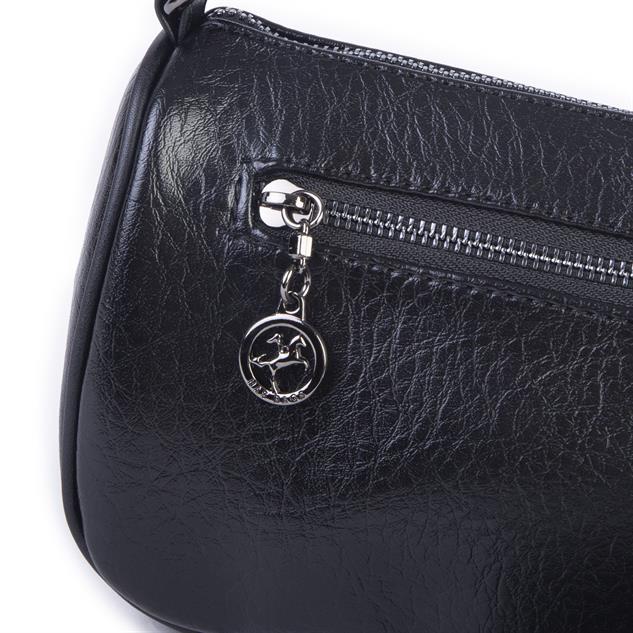 Nas Bag Mini Kadın Taşlı Zımbalı Omuz ve Çapraz Baget Çanta Siyah Victoria