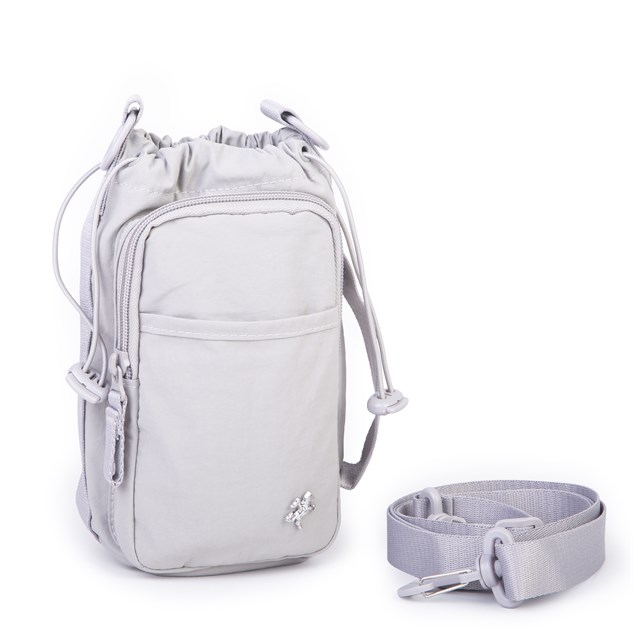 Nas Bag Mini Kadın Telefonluk Spor Şık Günlük Büzgülü El ve  Çapraz Çanta (en 20 cm ; boy 12 cm ) Gri
