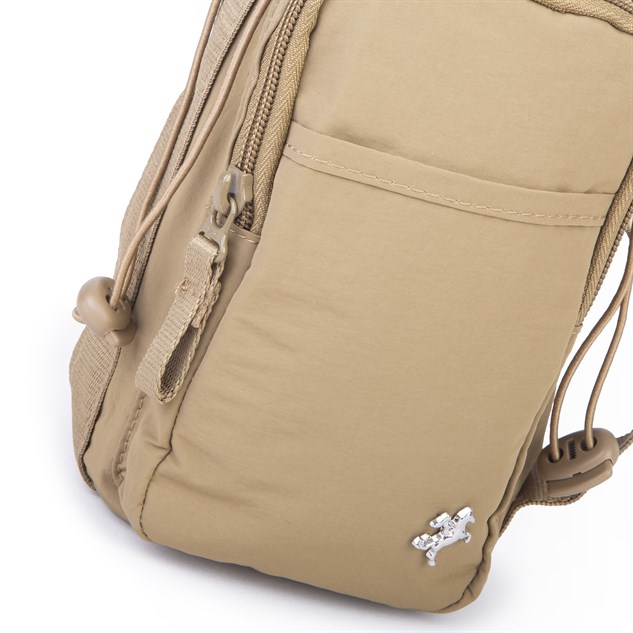 Nas Bag Mini Kadın Telefonluk Spor Şık Günlük Büzgülü El ve  Çapraz Çanta (en 20 cm ; boy 12 cm ) Vizon