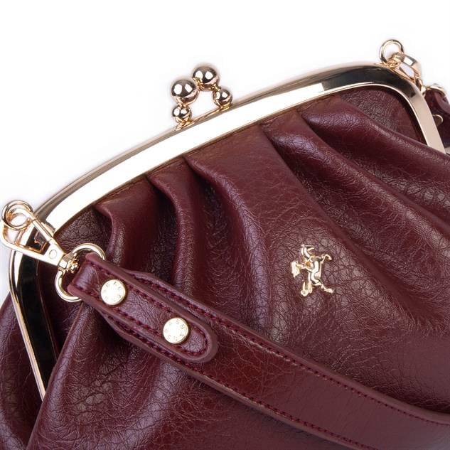 Nas Bag Mini Omuz ve Çapraz Vintage Burslu Çanta (23x15 cm)  Bordo Victoria