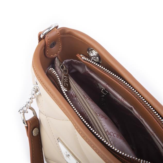 Nas Bag Mini Kadın Zincirli Kapitone El ve Çapraz Çanta 1305 Kum Taba Dona (19x19) 