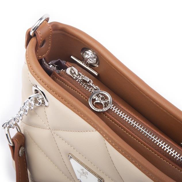 Nas Bag Mini Kadın Zincirli Kapitone El ve Çapraz Çanta 1305 Kum Taba Dona (19x19) 