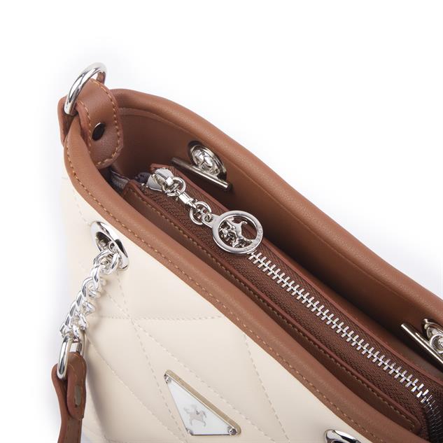 Nas Bag Mini Kadın Zincirli Kapitone El ve Çapraz Çanta 1305 Krem Taba Dona (19x19) 