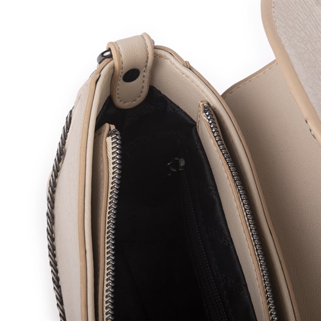 Nas Bag Mini Kapaklı Çapraz Çanta (en 20 cm , boy 12 cm) Kum Victoria