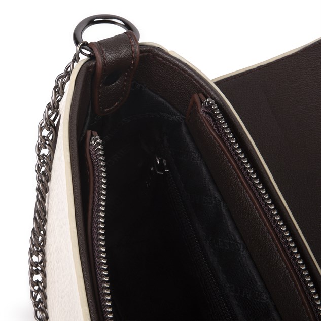 Nas Bag Mini Kapaklı Çapraz Çanta (en 20 cm , boy 12 cm) Krem Kahve Lopez