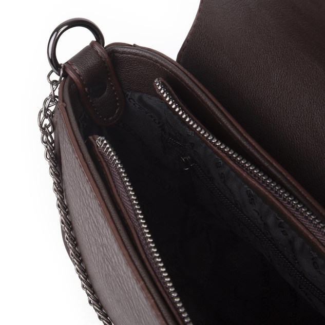 Nas Bag Mini Kapaklı Çapraz Çanta (en 20 cm , boy 12 cm) Kahve Victoria