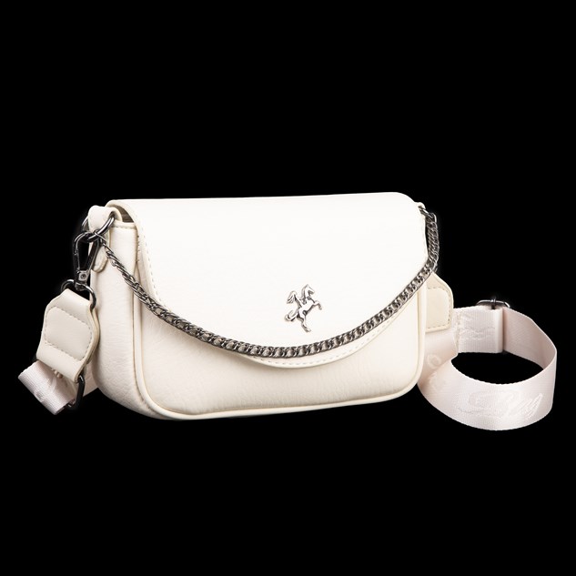 Nas Bag Mini Kapaklı Çapraz Çanta (en 20 cm , boy 12 cm) Krem Victoria
