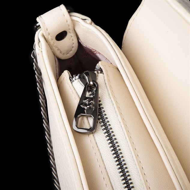 Nas Bag Mini Kapaklı Çapraz Çanta (en 20 cm , boy 12 cm) Krem Victoria