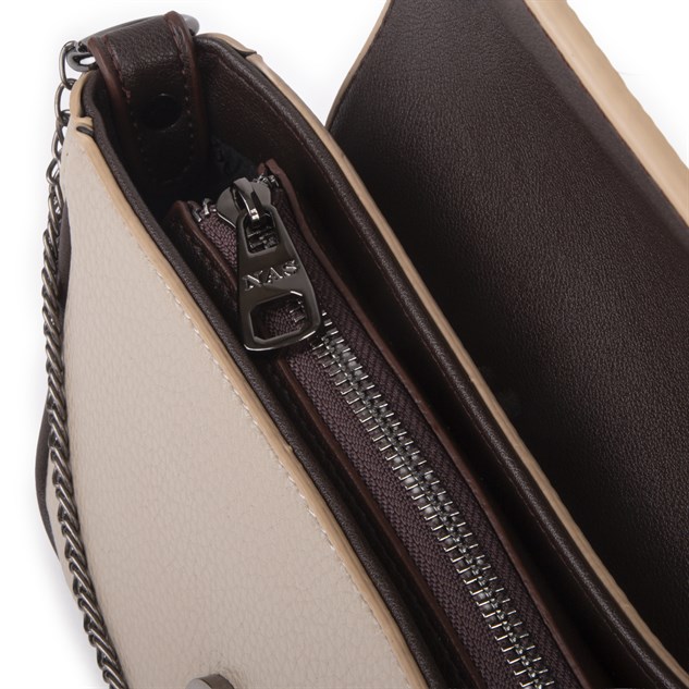 Nas Bag Mini Kapaklı Çapraz Çanta (en 20 cm , boy 12 cm) Kum Kahve Lopez