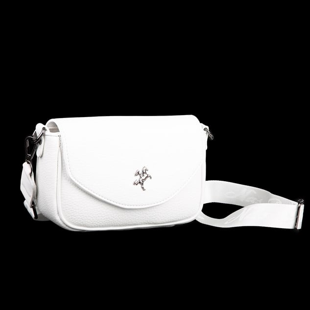 Nas Bag Mini Kapaklı Çapraz Çanta (en 20 cm , boy 12 cm) Beyaz Lopez