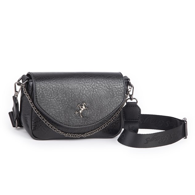 Nas Bag Mini Kapaklı Çapraz Çanta (en 20 cm , boy 12 cm)Siyah Victoria