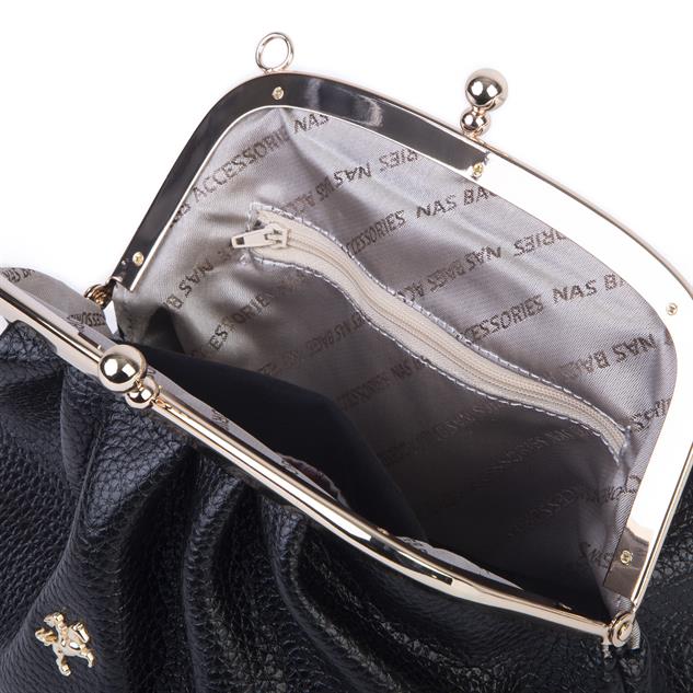 Nas Bag Mini Omuz ve Çapraz Vintage Burslu Çanta (23x15 cm)  Siyah Lopez