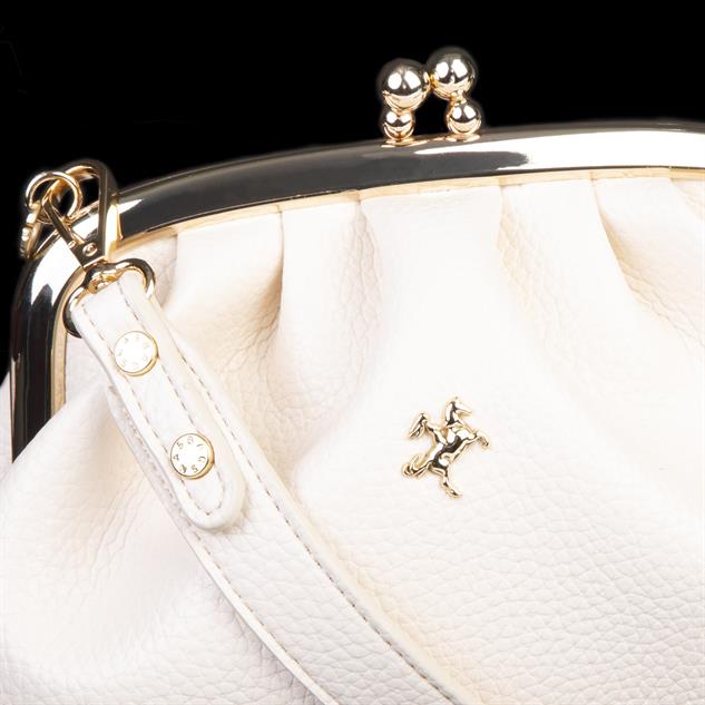 Nas Bag Mini Omuz ve Çapraz Vintage Burslu Çanta (23x15 cm) Krem  Lopez