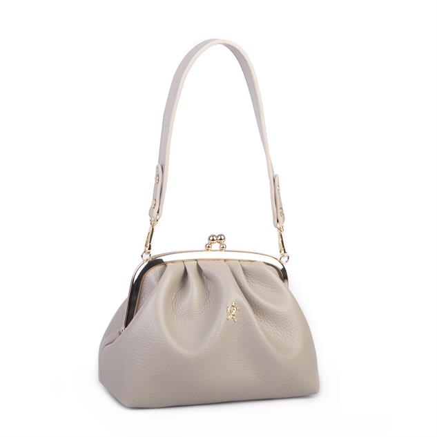 Nas Bag Mini Omuz ve Çapraz Vintage Burslu Çanta (23x15 cm)  Kum Lopez