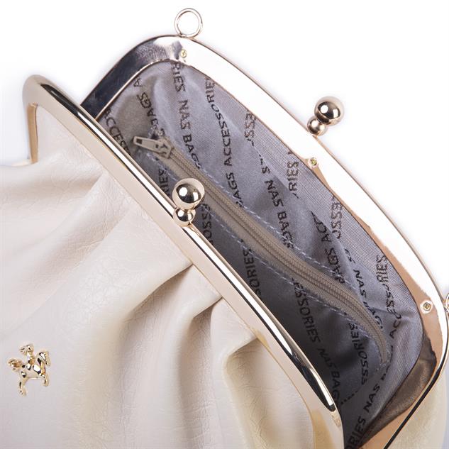 Nas Bag Mini Omuz ve Çapraz Vintage Burslu Çanta (23x15 cm)  Krem Victoria