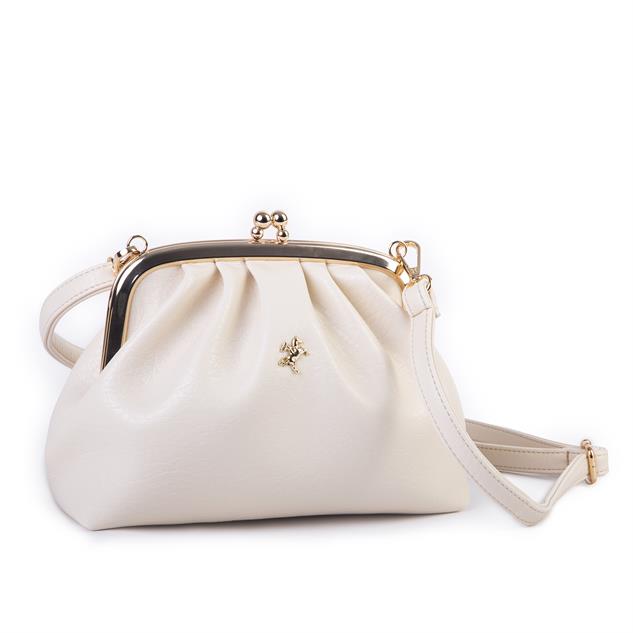 Nas Bag Mini Omuz ve Çapraz Vintage Burslu Çanta (23x15 cm)  Krem Victoria