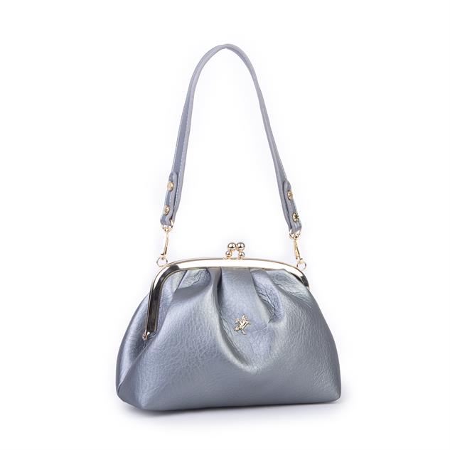 Nas Bag Mini Omuz ve Çapraz Vintage Burslu Çanta (23x15 cm)  Gümüş Victoria