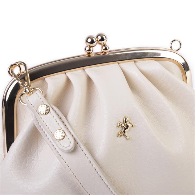 Nas Bag Mini Omuz ve Çapraz Vintage Burslu Çanta (23x15 cm)  Krem Victoria