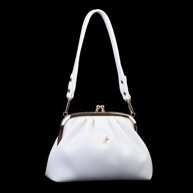 Nas Bag Mini Omuz ve Çapraz Vintage Burslu Çanta (23x15 cm)  Beyaz Victoria