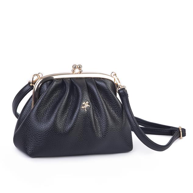 Nas Bag Mini Omuz ve Çapraz Vintage Burslu Çanta (23x15 cm)  Siyah Lopez