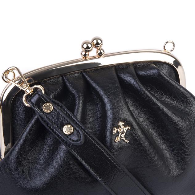 Nas Bag Mini Omuz ve Çapraz Vintage Burslu Çanta (23x15 cm)  Siyah Victoria