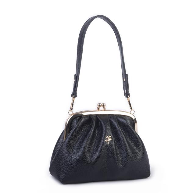 Nas Bag Mini Omuz ve Çapraz Vintage Burslu Çanta (23x15 cm)  Siyah Lopez