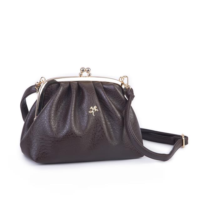 Nas Bag Mini Omuz ve Çapraz Vintage Burslu Çanta (23x15 cm)  Kahve Victoria