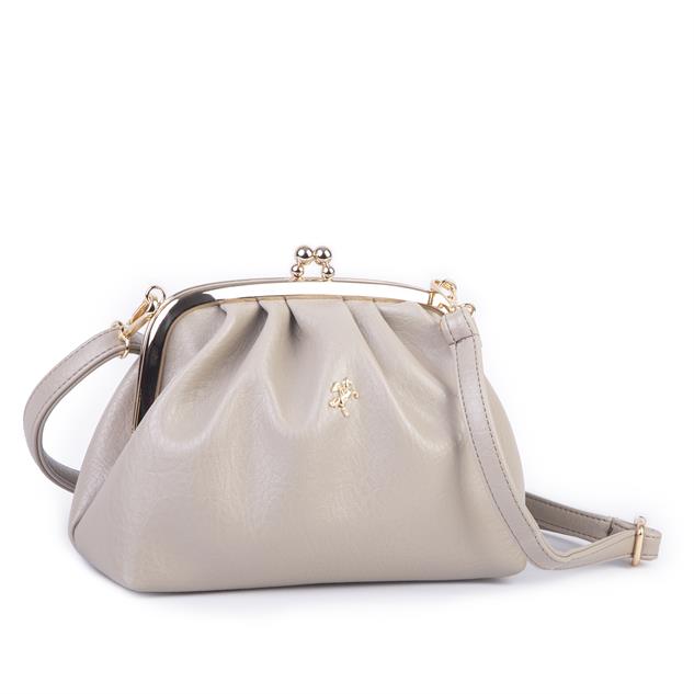 Nas Bag Mini Omuz ve Çapraz Vintage Burslu Çanta (23x15 cm)  Kum Victoria