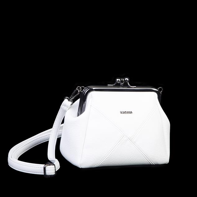 Nas Bag Mini Vintage Burslu Klipsli Kadın Omuz ve Çapraz Çanta Beyaz Victoria  ( 20x17 cm)