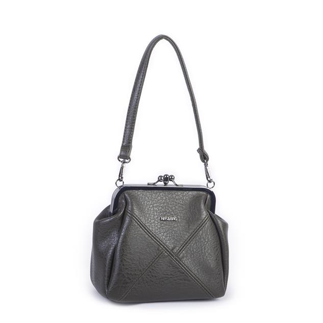 Nas Bag Mini Vintage Burslu Klipsli Kadın Omuz ve Çapraz Çanta Yeşil Victoria ( 20x17 cm)